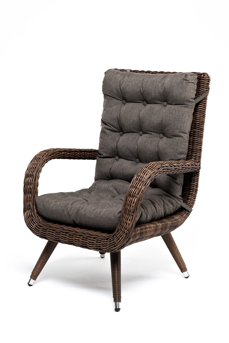 "Толедо" кресло плетеное с подушками, цвет коричневый от компании M-Lion мебель - фото 1