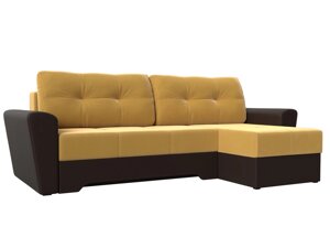 Угловой диван Амстердам правый угол | Желтый | коричневый