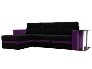 Угловой диван Атланта М левый угол | черный | фиолетовый