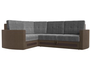 Угловой диван Белла левый угол | Серый | Коричневый