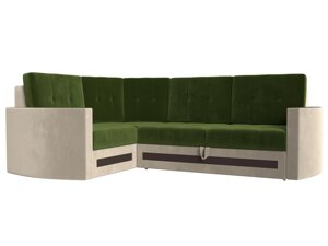 Угловой диван Белла левый угол | Зеленый | Бежевый