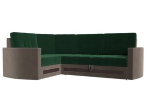 Угловой диван Белла левый угол | Зеленый | Коричневый