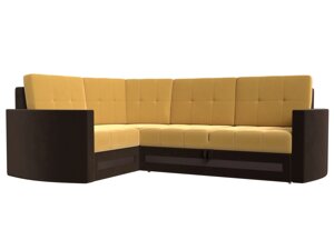 Угловой диван Белла левый угол | Желтый | коричневый