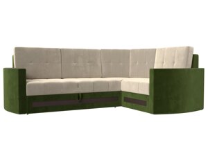 Угловой диван Белла правый угол | Бежевый | Зеленый