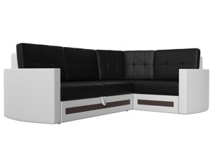Угловой диван Белла правый угол | Черный | Белый