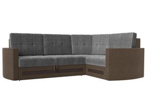 Угловой диван Белла правый угол | Серый | Коричневый