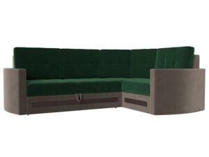 Угловой диван Белла правый угол | Зеленый | Коричневый
