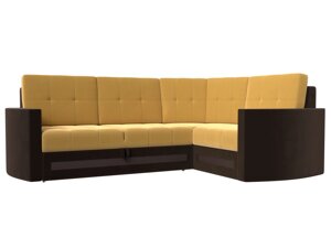 Угловой диван Белла правый угол | Желтый | коричневый