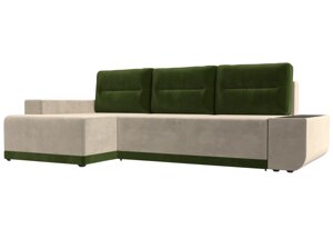Угловой диван Чикаго левый угол | бежевый | зеленый