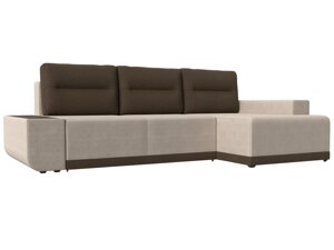 Угловой диван Чикаго правый угол | бежевый | коричневый