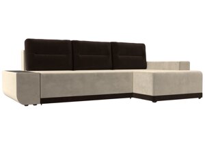 Угловой диван Чикаго правый угол | бежевый | коричневый
