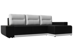 Угловой диван Чикаго правый угол | Черный | Белый