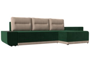 Угловой диван Чикаго правый угол | Зеленый | Бежевый