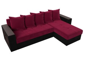 Угловой диван Дубай Лайт угол правый | Бордовый | Черный