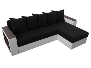 Угловой диван Дубай Лайт угол правый | Черный | Белый