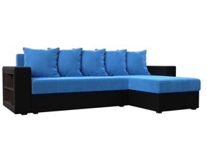 Угловой диван Дубай Лайт угол правый | голубой | черный