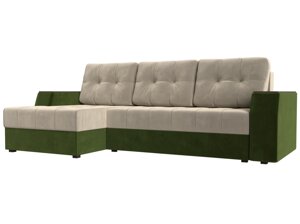 Угловой диван Эмир БС левый угол | бежевый | зеленый