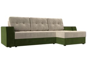 Угловой диван Эмир БС правый угол | бежевый | зеленый
