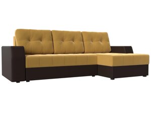 Угловой диван Эмир БС правый угол | Желтый | коричневый