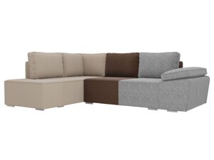 Угловой диван Хьюго левый угол | Бежевый | коричневый | серый