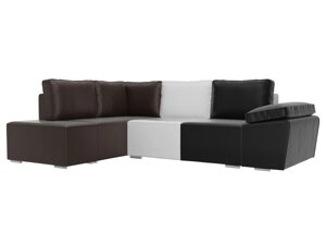 Угловой диван Хьюго левый угол | Черный | белый | коричневый