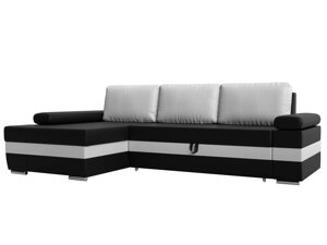 Угловой диван Канкун левый угол | Черный | Белый