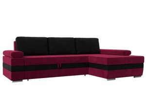 Угловой диван Канкун правый угол | Бордовый | Черный
