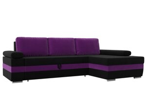 Угловой диван Канкун правый угол | Черный | Фиолетовый