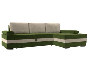Угловой диван Канкун правый угол | Зеленый | Бежевый