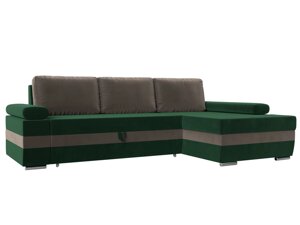 Угловой диван Канкун правый угол | Зеленый | Коричневый