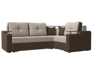 Угловой диван Комфорт | бежевый | коричневый