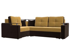 Угловой диван Комфорт левый угол | Желтый | коричневый
