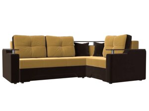 Угловой диван Комфорт правый угол | Желтый | коричневый