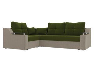 Угловой диван Кронос левый угол | Зеленый | Бежевый
