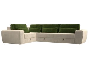 Угловой диван Лига-008 Long левый | Бежевый | Зеленый