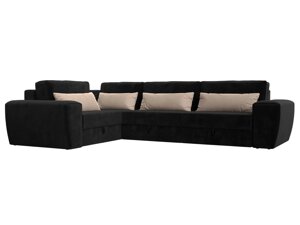 Угловой диван Лига-008 Long левый | Черный | Бежевый