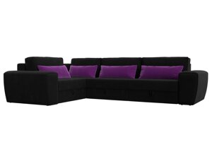 Угловой диван Лига-008 Long левый | Черный | Фиолетовый