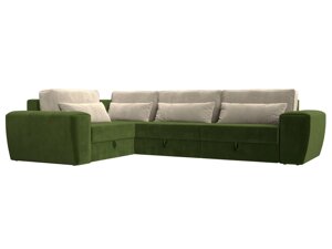 Угловой диван Лига-008 Long левый | Зеленый | Бежевый