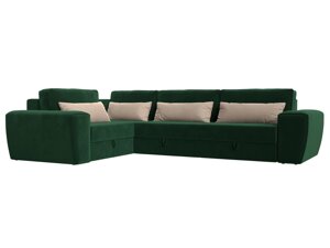 Угловой диван Лига-008 Long левый | Зеленый | Бежевый