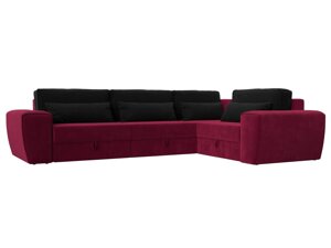 Угловой диван Лига-008 Long правый | Бордовый | Черный