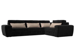 Угловой диван Лига-008 Long правый | Черный | Бежевый