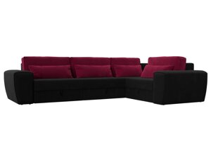 Угловой диван Лига-008 Long правый | Черный | Бордовый