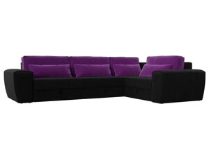 Угловой диван Лига-008 Long правый | Черный | Фиолетовый