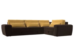 Угловой диван Лига-008 Long правый | Коричневый | Желтый