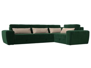 Угловой диван Лига-008 Long правый | Зеленый | Бежевый
