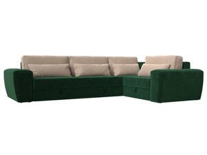 Угловой диван Лига-008 Long правый | Зеленый | Бежевый
