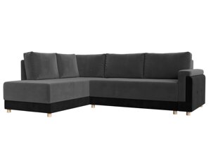 Угловой диван Лига-024 левый угол | Серый | Черный