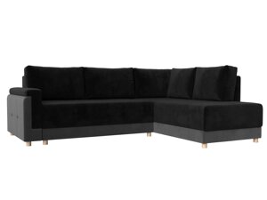 Угловой диван Лига-024 правый угол | черный | серый