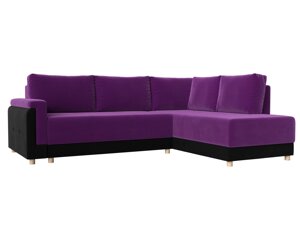 Угловой диван Лига-024 правый угол | Фиолетовый | Черный