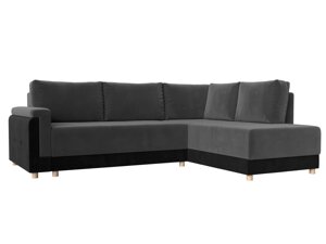 Угловой диван Лига-024 правый угол | Серый | Черный